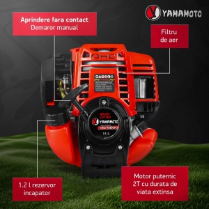 Motocoasa Benzina Yamamoto YM-5600, 4T, 5.6CP, 52cc, pentru iarba si tufis - Img 21