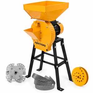Pachet Moara Electrica Multifunctionala ROTOR RM-1.1D cu Disc Razatoare, 3900W, 200 kg/h + Suport Metalic cu 4 Picioare