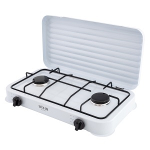Plita cu doua arzatoare pe gaz, aprindere manuala BÖHM HOME BG-M-002-W, 4.4 kW, 55x32x7 cm - Img 2