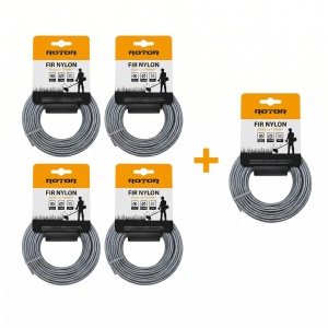 Set 5 Fire Nylon cu Insertie Otel ROTOR, 2.7mm x 15m, rotund, pentru motocoasa