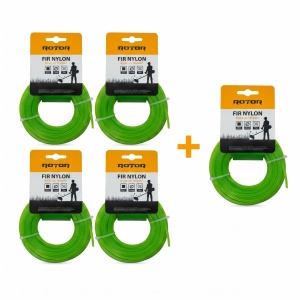 Set 5 Fire Nylon Patrat ROTOR, 3.5mm x 15m, verde, pentru motocoasa si trimmer