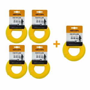 Set 5 Fire Nylon Stea ROTOR, 2.7mm x 15m, galben, pentru motocoasa si trimmer