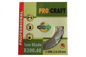 Disc Circular Lemn ProCraft B200.40, 200mm, 40 dinti, pentru fierastraie circulare