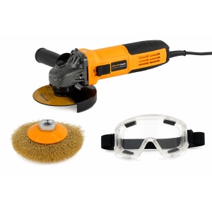 Kit polizor unghiular cu variator Rotor, 800W, 220V, 11000rpm, diametru 125mm, cablu 1.5m, include maner, set carbuni, cheie montare, aparatoare disc, perie sarma conica, perie sarma cupa, ochelari protectie