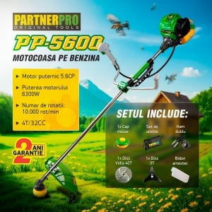 Motocoasa Benzina PartnerPro PP5600, 4T, 5.6CP, 32cc, pentru iarba si tufis