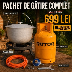 Pachet de Gatire Complet: Ceaun Aluminiu 16L + Pirostrie GB-23 + Butelie 26L + Kit Instalare - Img 2