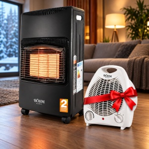 Pachet Soba Gaz GPL Pliabila Bohm BF-003B, 4.2kW, 3 trepte, 20-80 m2 + Aeroterma Electrica Bohm BFH-801, 2000W CADOU
