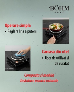 Plita Electrica 1 Ochi Bohm BE-H-002F-B, negru - Img 10