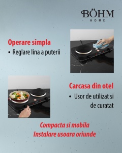 Plita Electrica Dubla Bohm BE-H-004L-B, 2 ochiuri, negru - Img 8
