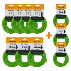 Set 10 Fire Nylon Patrat ROTOR, 1.3mm x 15m, verde, pentru motocoasa si trimmer