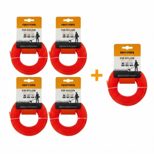 Set 5 Fire Nylon Rotund ROTOR, 1.3mm x 15m, rosu, pentru motocoasa si trimmer