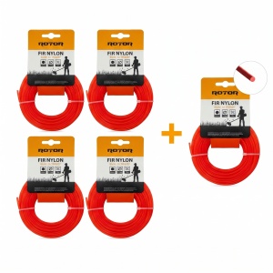 Set 5 Fire Nylon Rotund ROTOR, 2.7mm x 15m, rosu, pentru motocoasa si trimmer