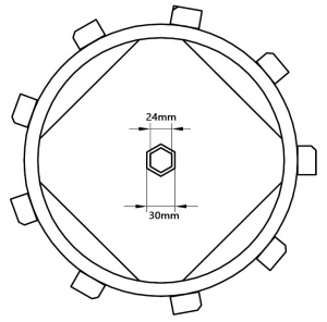 Set Roti Metalice Motocultor Elefant 300x135, manicot, ax 23mm, piesa de schimb - Img 6