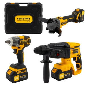 Trusa Scule 3in1 ROTOR RSET3, rotopercutor polizor autofiletanta, 21V/3Ah