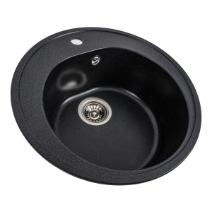Chiuveta Bucatarie Granit Elefant Premium Luna, 510mm, negru - Img 4