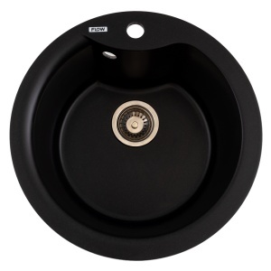 Chiuveta Bucatarie Granit Rotunda Flow FCB-485WBM, 48.5cm, seria Wave, black metallic