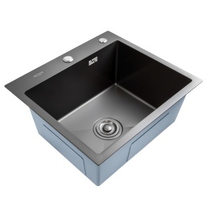 Chiuveta Bucatarie Inox SUS304 Bohm BH5045BA, 500x450mm, negru, adancime 220 mm, sifon inclus