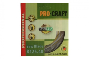 Disc Circular Lemn ProCraft B125.40, 125mm, 40 dinti, pentru fierastraie circulare