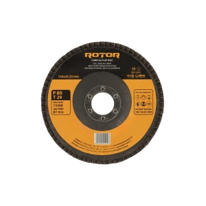 Disc Lamelar Curbat ROTOR, 125x22.23mm, P80, T29, pachet 5 buc, pentru slefuit metal