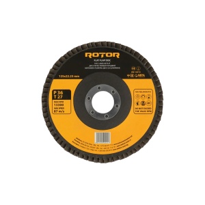 Disc Lamelar Plat ROTOR, 125x22.23mm, P36, T27, pachet 5 buc, pentru slefuit metal lemn