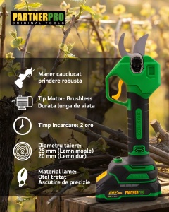 Foarfeca Electrica Acumulator PartnerPro PP-FE2A, 20V, 2Ah, Brushless - Img 13