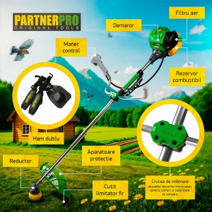 Motocoasa Benzina PartnerPro PP5600, 4T, 5.6kW, 35.8cc, pentru iarba si tufis - Img 2