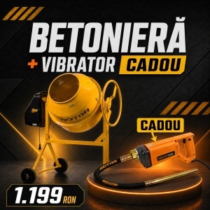 Pachet Betoniera ROTOR RB165, 165L, 900W + Vibrator Beton RCV850 CADOU - Img 2