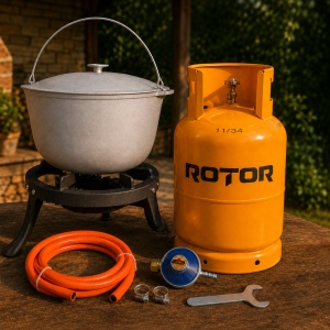 Pachet de Gatire Complet: Ceaun Aluminiu 16L + Pirostrie GB-23 + Butelie 26L + Kit Instalare