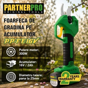 Pachet Foarfeca Electrica Acumulator PartnerPro PP-FE16V, 16V, 300W + Lame si Fierastrau CADOU - Img 3