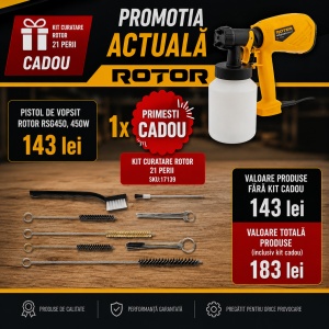 Pachet Pistol de Vopsit ROTOR RSG450, 450W + Kit Curatare 21 Perii CADOU - Img 2
