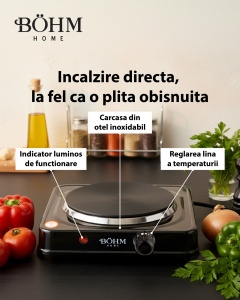 Plita Electrica 1 Ochi Bohm BE-H-002F-B, negru - Img 7