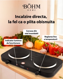 Plita Electrica Dubla Bohm BE-H-004L-B, 2 ochiuri, negru - Img 5