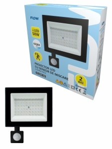 Proiector LED cu Senzor Miscare Flow FPL50W-SM, 50W, 6500K lumina rece