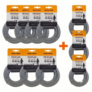 Set 10 Fire Nylon cu Insertie Otel ROTOR, 2.7mm x 15m, rotund, pentru motocoasa