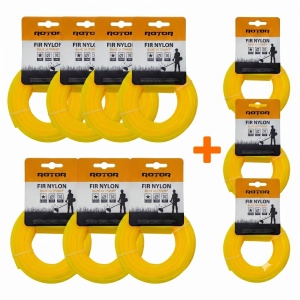 Set 10 Fire Nylon Stea ROTOR, 2.4mm x 15m, galben, pentru motocoasa si trimmer
