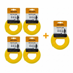 Set 5 Fire Nylon Stea ROTOR, 2mm x 15m, galben, pentru motocoasa si trimmer
