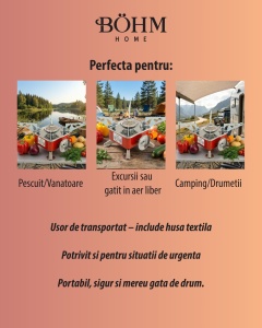 Arzator Portabil Patrat Bohm BG-K-005, propan/butan, pentru camping - Img 7