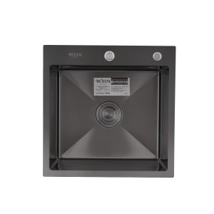 Chiuveta Bucatarie Inox SUS304 Bohm BH5050B, 500x500mm, nano black - Img 2