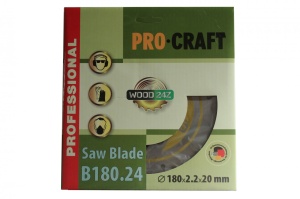 Disc Circular Lemn ProCraft B180.24, 180mm, 24 dinti, pentru fierastraie circulare