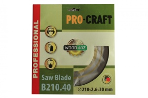 Disc Circular Lemn ProCraft B210.40, 210mm, 40 dinti, pentru fierastraie circulare