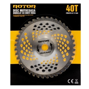 Disc Motocoasa ROTOR, 40T ondulat tip oala, Vidia, 230x25.4x1.3mm