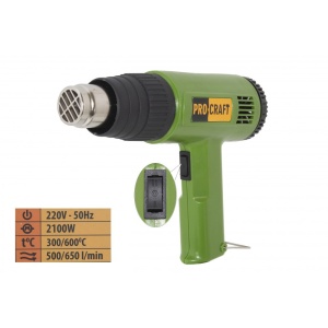 Pistol Aer Cald Industrial ProCraft PH2100, 1500W, 300-600 grade, pentru termoretractare - Img 2