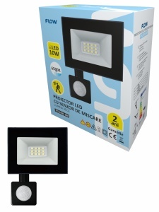 Proiector LED cu Senzor Miscare Flow FPL10W-SM, 10W, 6500K lumina rece