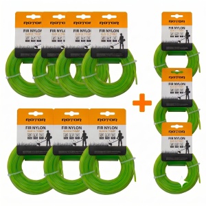 Set 10 Fire Nylon Patrat ROTOR, 2.7mm x 15m, verde, pentru motocoasa si trimmer