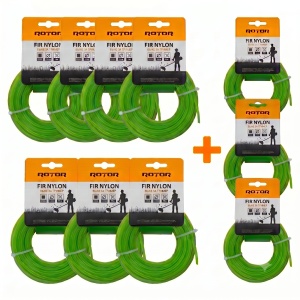 Set 10 Fire Nylon Patrat ROTOR, 4mm x 15m, verde, pentru motocoasa si trimmer