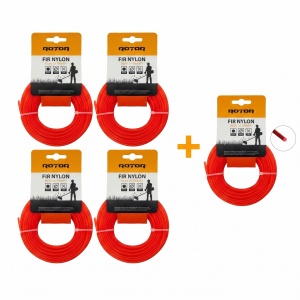 Set 5 Fire Nylon Rotund ROTOR, 2mm x 15m, rosu, pentru motocoasa si trimmer