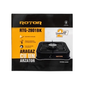Aragaz cu un arzator pe gaz ROTOR RTG-2801BK, 2200 W, GPL, aprindere manuala - Img 6