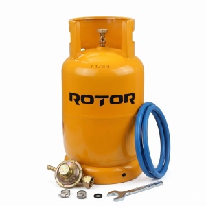 Butelie gaz GPL cu guler Rotor, volum 26l, metal, omologata ISCIR pentru Aragaz, Plita sau Soba, include furtun 2m, ceas regulator, cleme, cheie, garnitura - Img 2