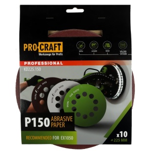 Disc Abraziv Slefuitor Excentric ProCraft KD225.150, 225mm, P150, set 10 buc
