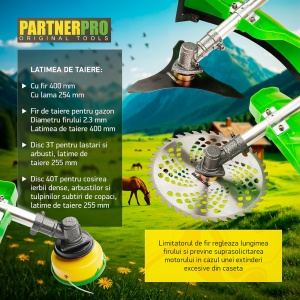 Motocoasa Benzina PartnerPro PP5600, 4T, 5.6kW, 35.8cc, pentru iarba si tufis - Img 4